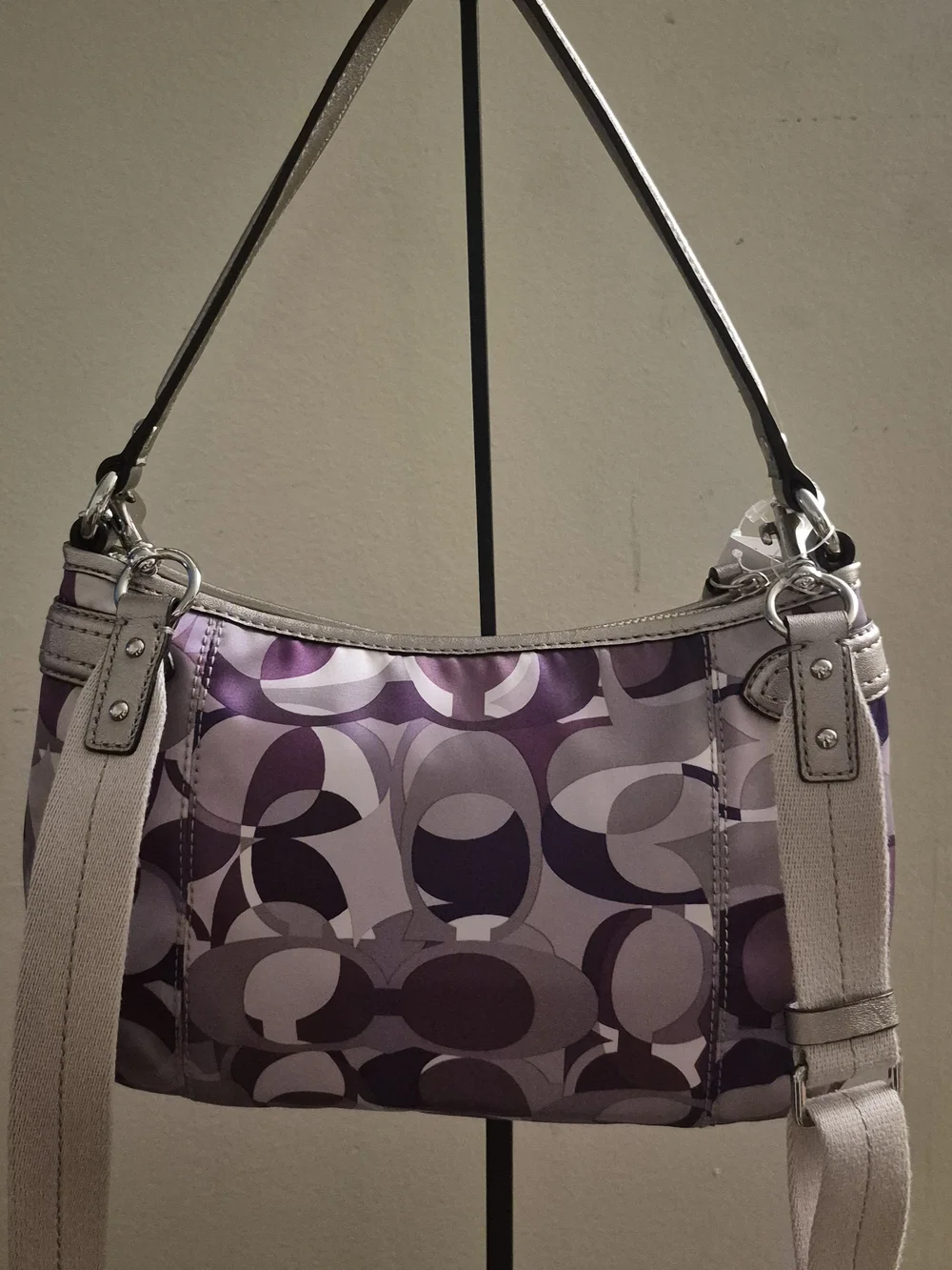 Coach Purple/lilac Signature C Pattern Shoulder Bag with Metallic Trim
